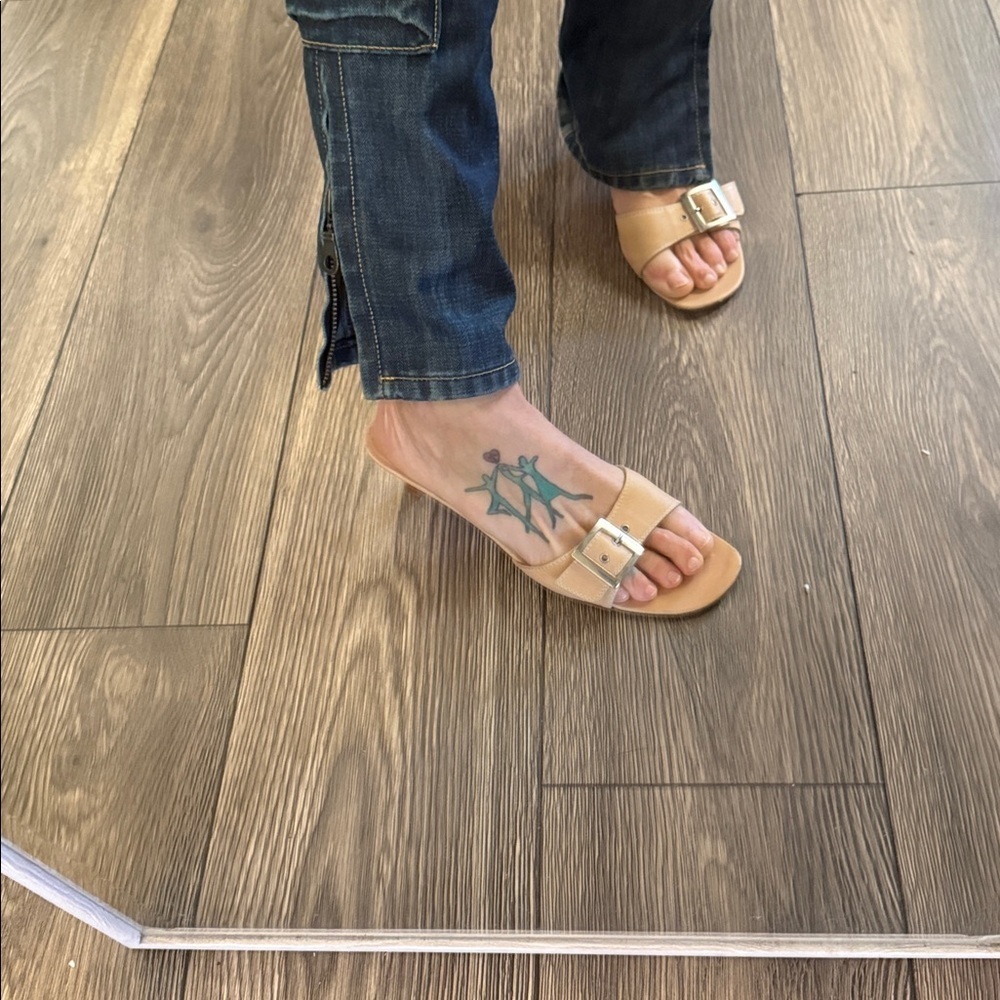 Amalfi Beige Buckle Slide Sandals